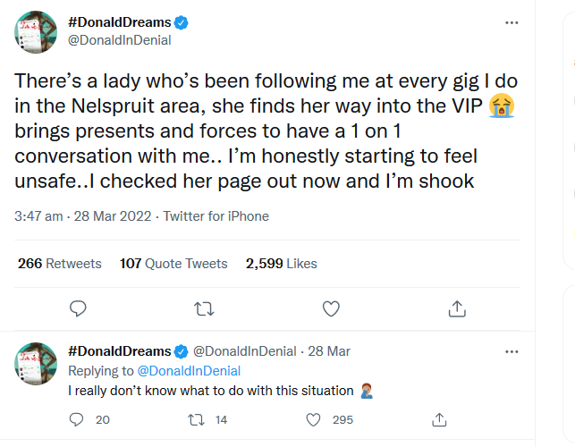 Donald Cries Out Over Lady Stalking Him In Nelspruit 2