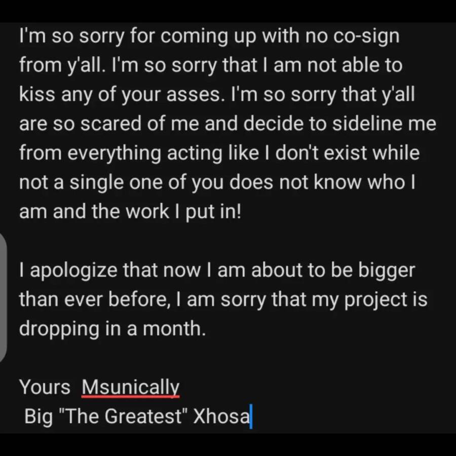 Big Xhosa Trolls Sa Hip Hop With Apology Letter 3