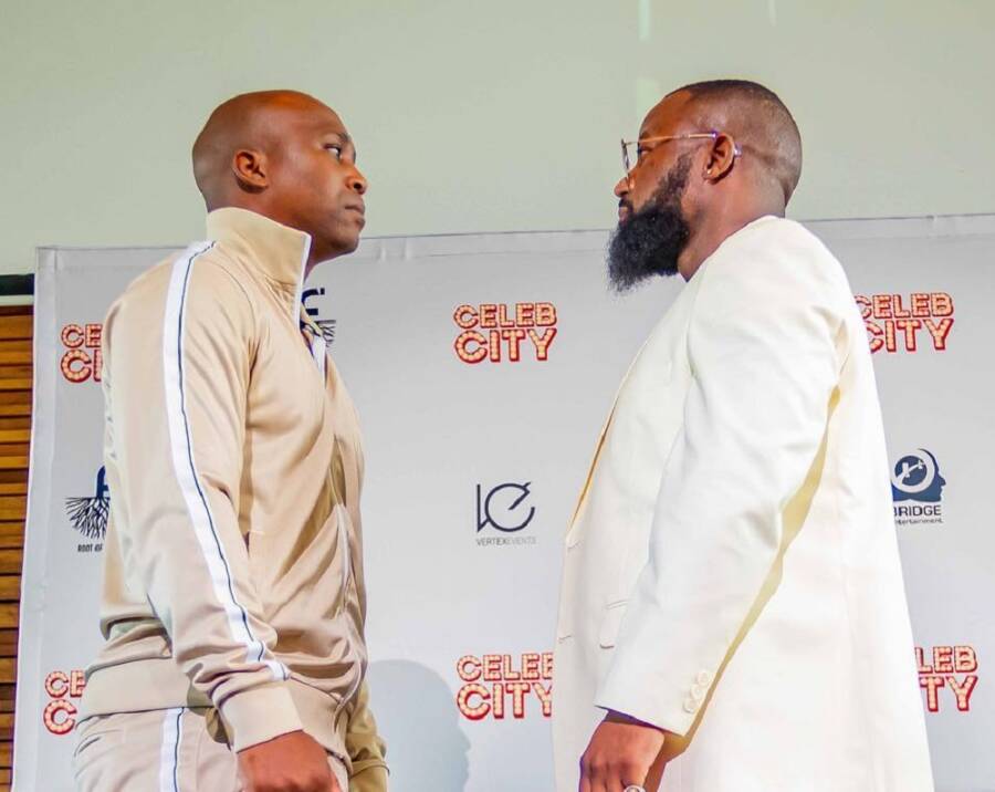 In Pictures &Amp; Video: Cassper Nyovest Vs Naakmusiq Boxing Match Face-Off &Amp; Conference 1