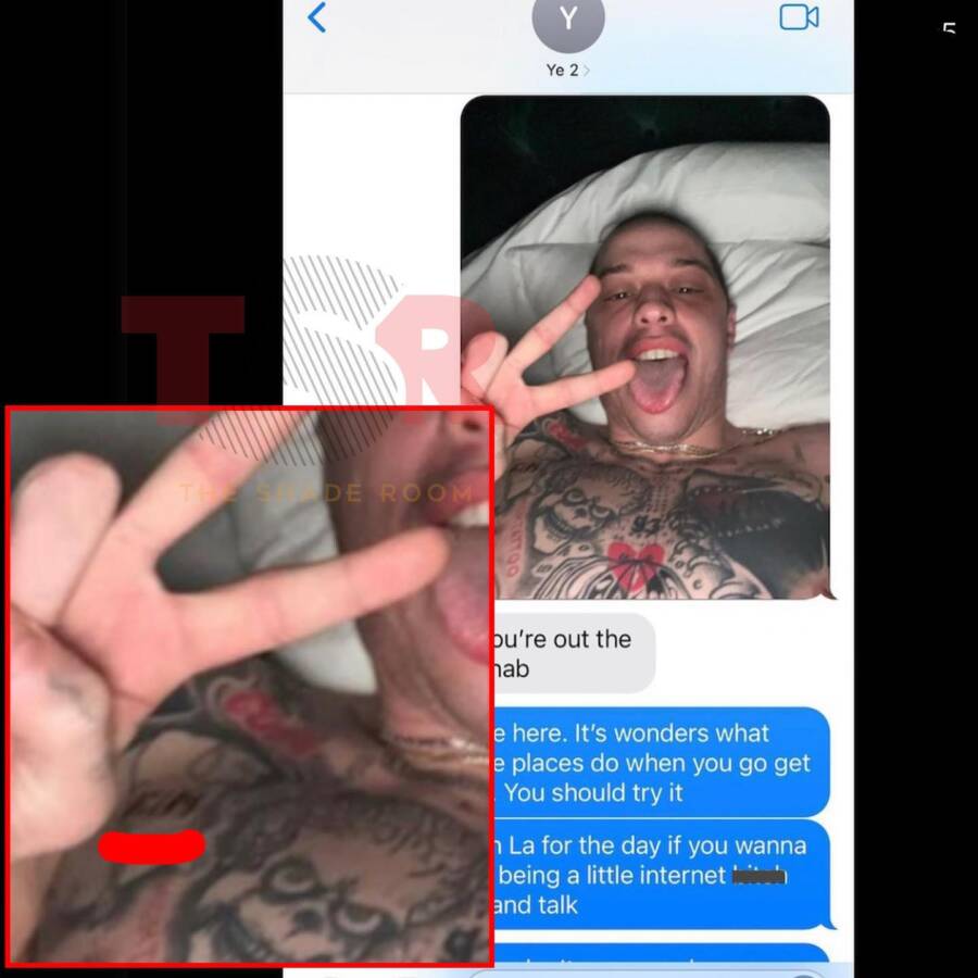 Pete Davidson'S Tattoo Of &Quot;Kim&Quot; Revealed In Leaked Messages With Kanye West 4