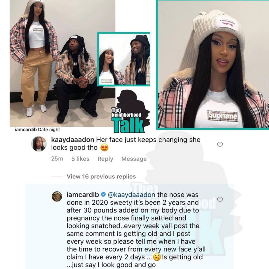 Cardi B Claps Back At Fan, Admits She Did A Nose Job In 2020 2