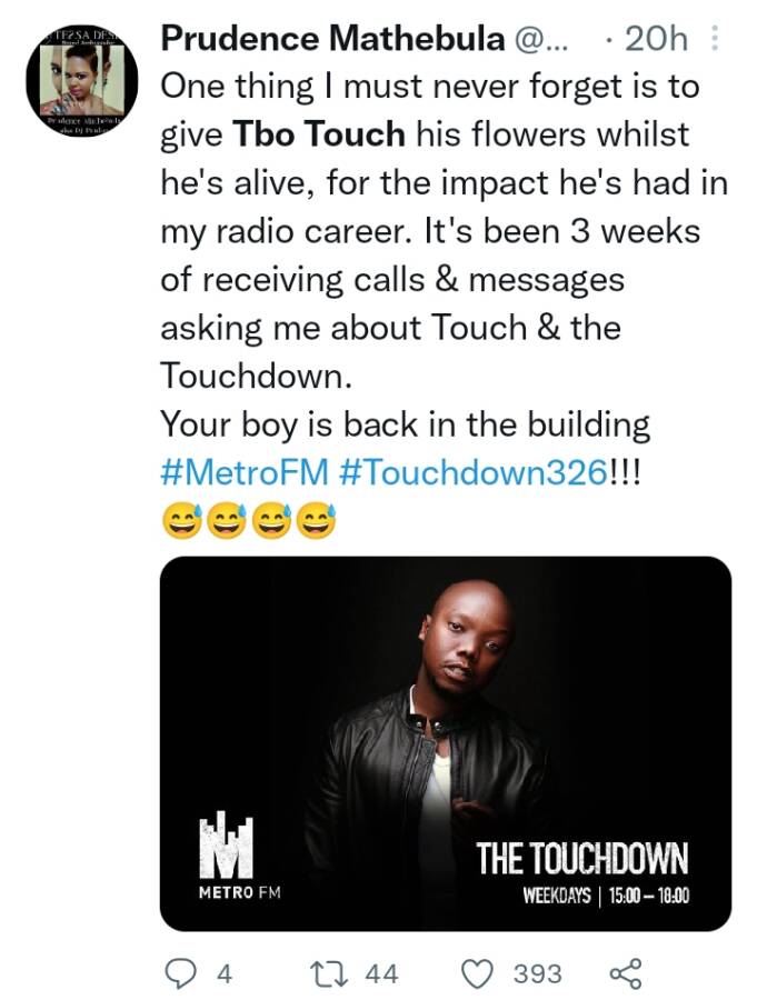 #Thetouchdown: South Africa Excited As Tbo Touch Returns To Metro Fm 2