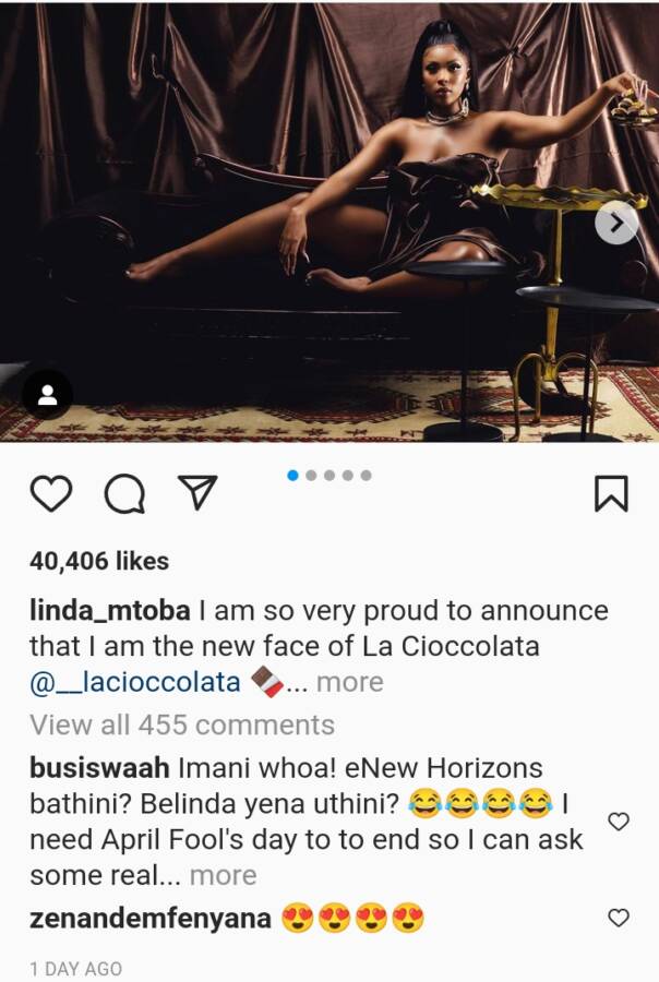 Linda Mtoba Celebrates Being The New Face Of La Cioccolata 2