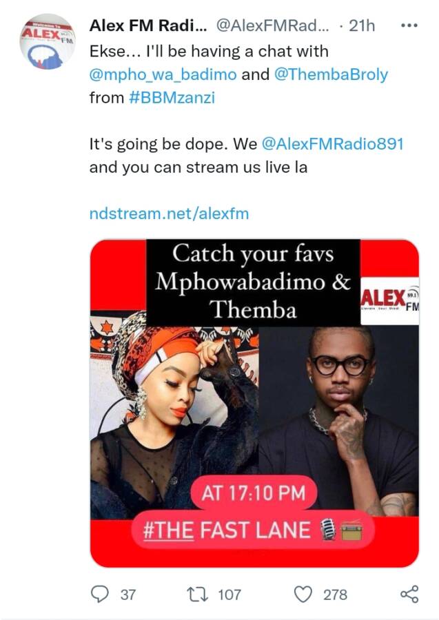 Themba Interviews At Alex Fm, Thanks Fans For Their Support 2