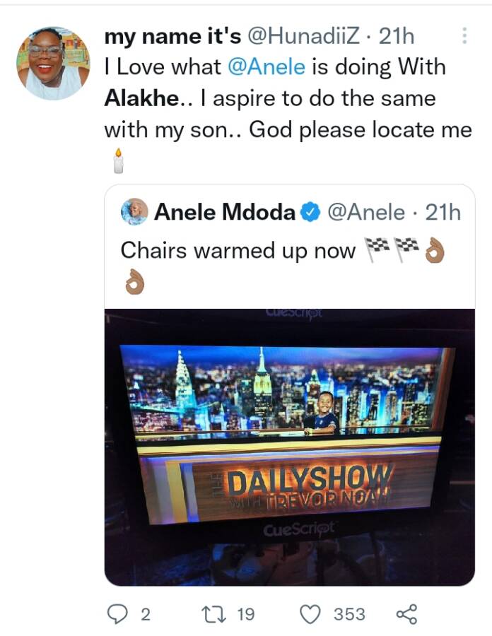 Anele Mdoda'S Son Alakhe Trends After Appearance On Trevor Noah'S Show Ft. Burna Boy 5