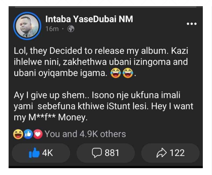 Intaba Yase Dubai On Ambitiouz Entertainment Releasing His Album Without His Consent 2