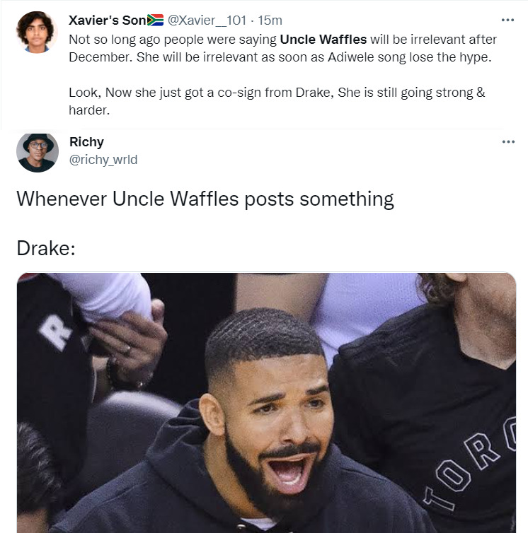 Drake Posts And Mention Uncle Waffles On His Instagram Story 2