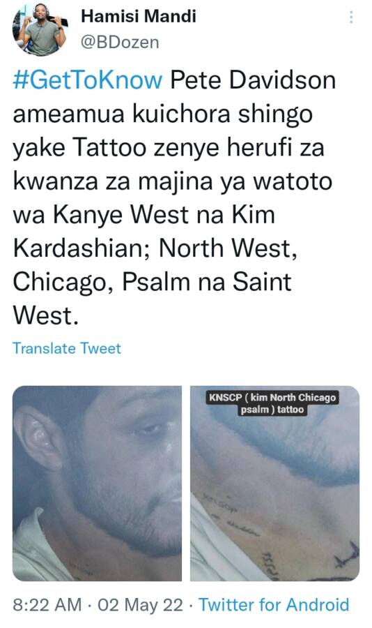 &Quot;Weird&Quot; — Pete Davidson Under Fire For Getting A Tattoo Of Kanye West &Amp; Kim Kardashian'S Kids 2