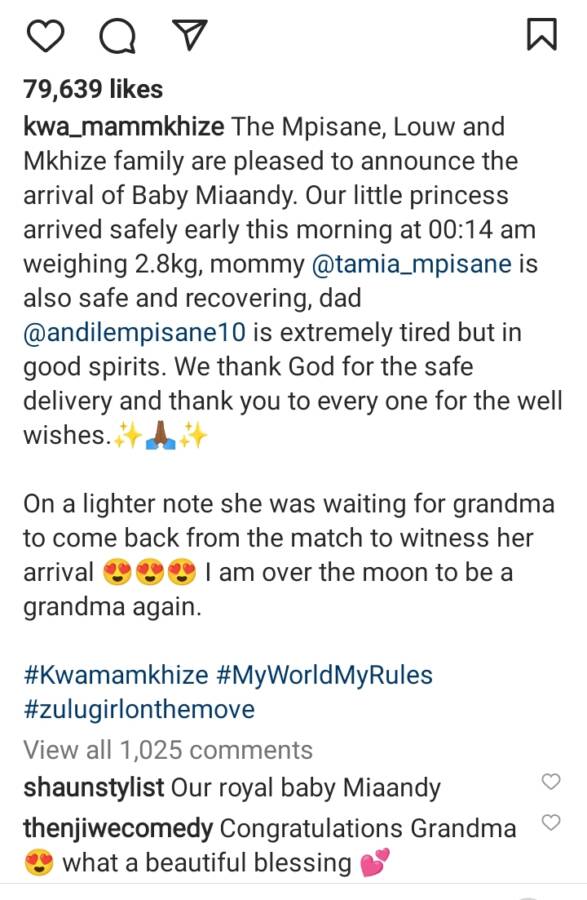 Meet Miaandy: Andile And Tamia Mpisane Welcome Baby Girl 3