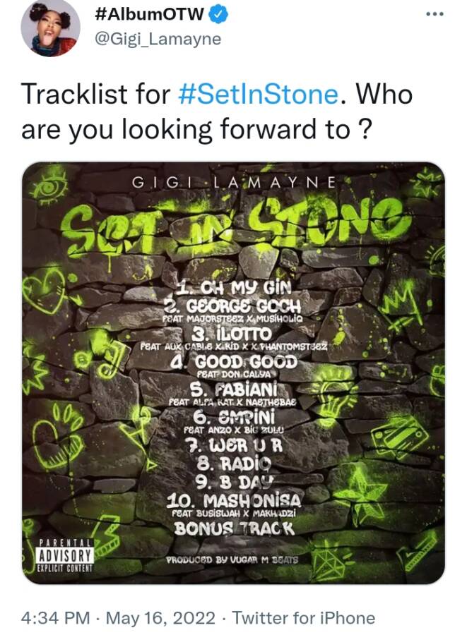 Gigi Lamayne - Set In Stone (Tracklist) 2