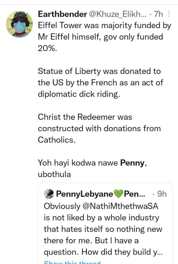 Penny Lebyane Criticised For Comparing Nathi Mthethwa'S Monument Flag To The Eiffel Tower, Statue Of Liberty 5