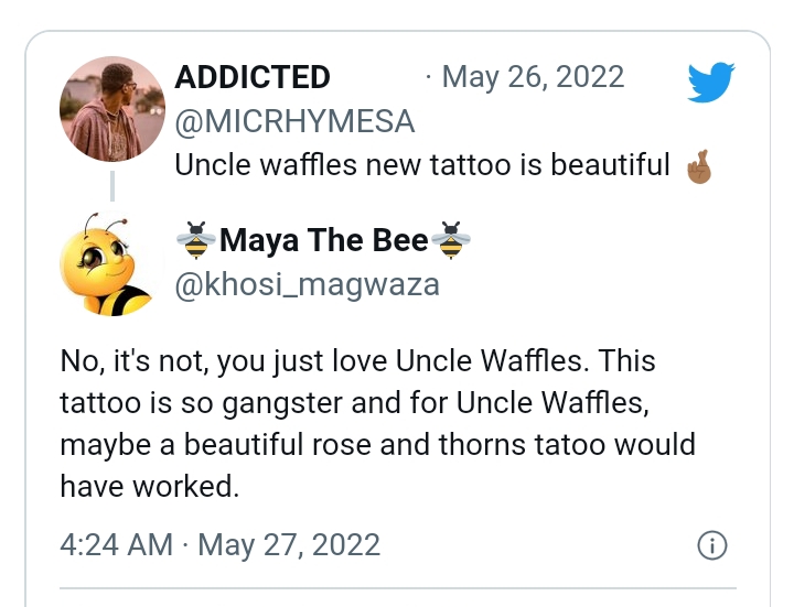 Mzansi Divided Over Uncle Waffles' New Tattoo (Photo) 5