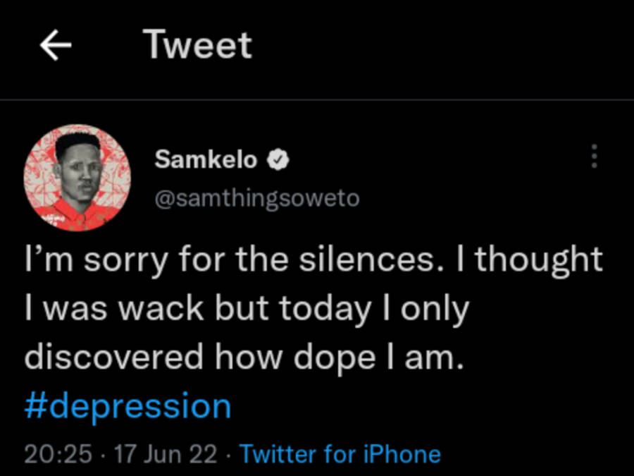 Samthing Soweto Gradually Divulges His Feelings Of Depression 2