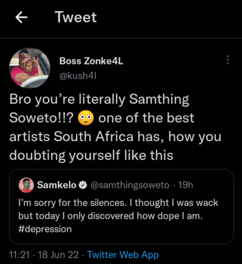 Samthing Soweto Gradually Divulges His Feelings Of Depression 5