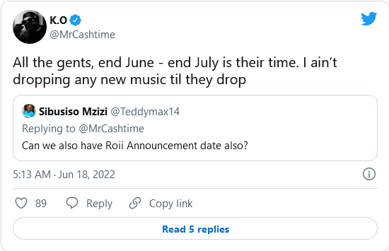 Screenshot 2022 06 21 at 01 40 21 K.O Reveals Why He Is Delaying The Release Of SR3 Album SA Hip Hop Mag