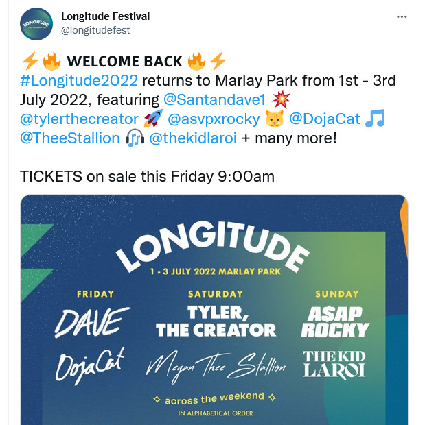 Megan Thee Stallion, Asap Rocky, Tyler The Creator, Others For Longitude Festival 2022 2