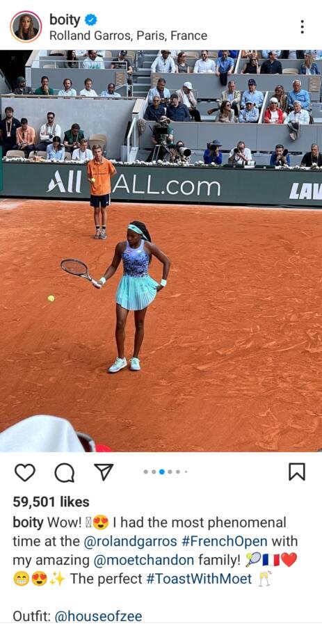 Boity Describes Her Experience At The Roland Garros Tennis Tournament 2