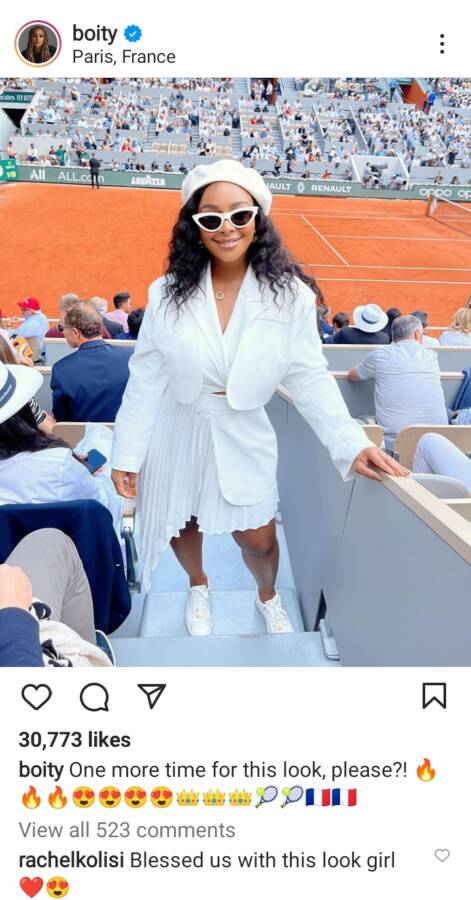 Boity Describes Her Experience At The Roland Garros Tennis Tournament 3