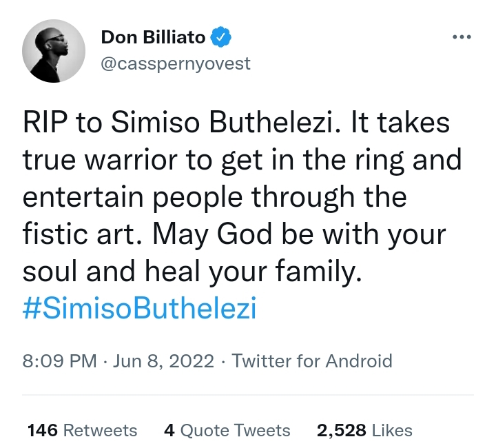 Cassper Reacts To The Death Of Sa Boxer Simiso Buthelezi 2
