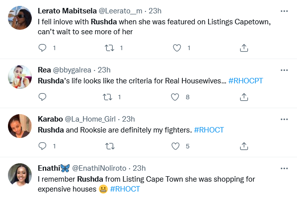 #Rhoct: The Real Housewives Of Cape Town Viewers Talk Mrs Leo, Thato Rushda 7
