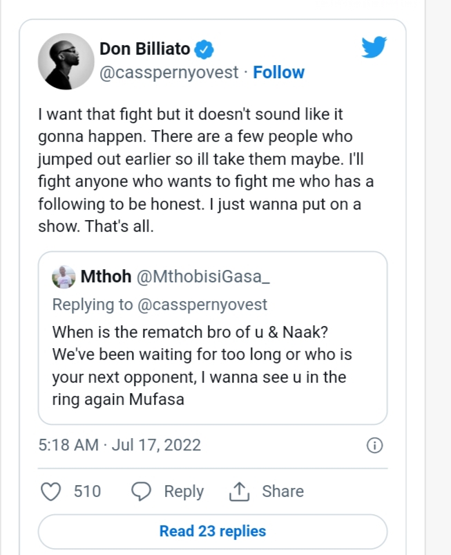 Cassper Nyovest On Possible Boxing Rematch With Naakmusiq 2