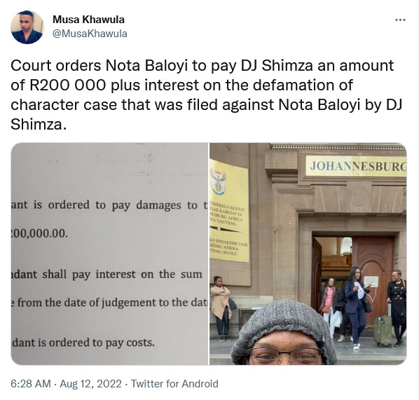 Dj Shimza Wins Defamation Case Against Nota 2