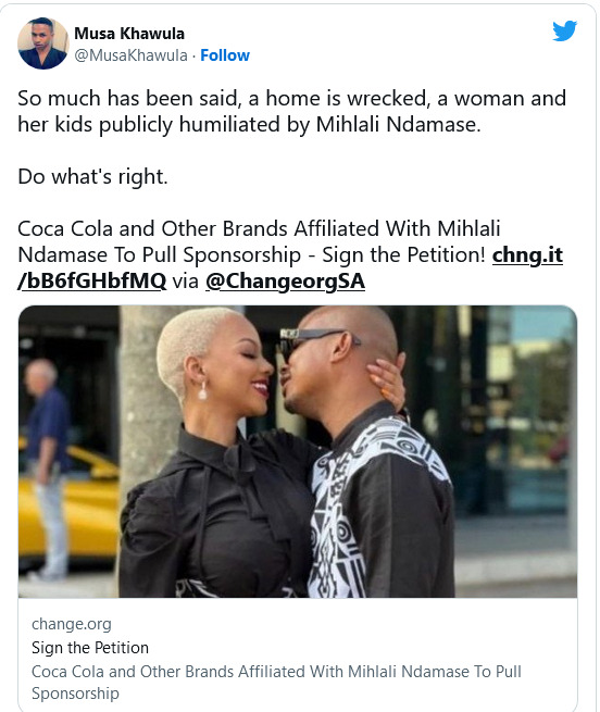 New Petition Demands Brands Cancel Their Partnership With Mihlali Ndamase 2