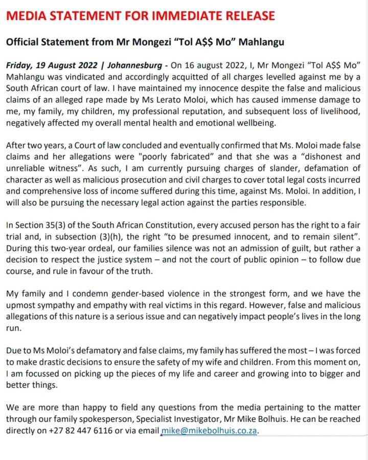 Toll Ass Mo Suing Lerato Moloi For Malicious Prosecution, Slander, And Defamation Of Character 2