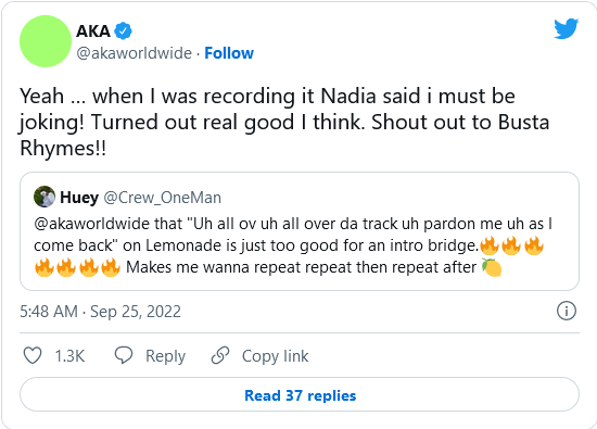 Aka On Nadia Nakai'S Reaction To The Recording Of The Intro Bridge For &Quot;Lemons (Lemonade)&Quot; 2