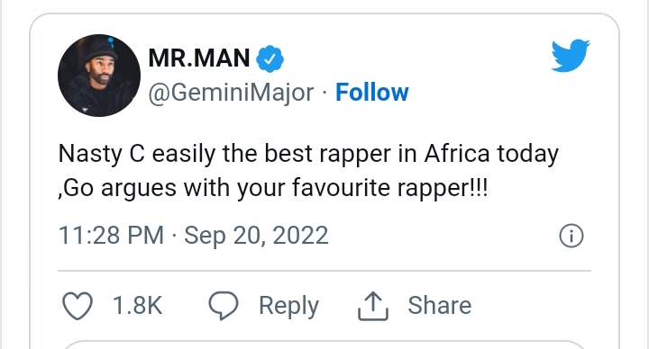 Gemini Major Names Who He Considers The Best Rapper In Africa 2