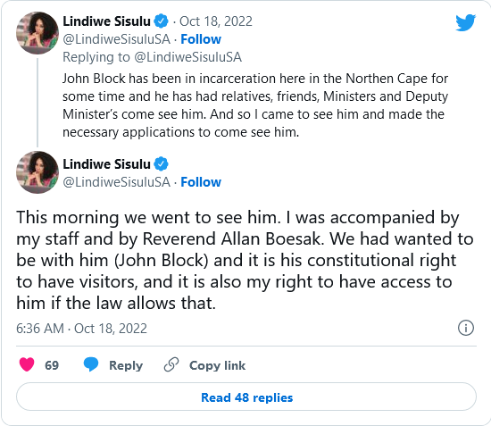 Lindiwe Sisulu Might Go Legal Agaisnt The State After Being Denied Visit To John Block 2