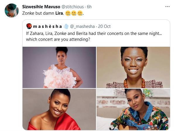 Zahara, Lira, Zonke &Amp; Berita: South Africans Speak On Whose Concert They Will Attend Given One Choice 11