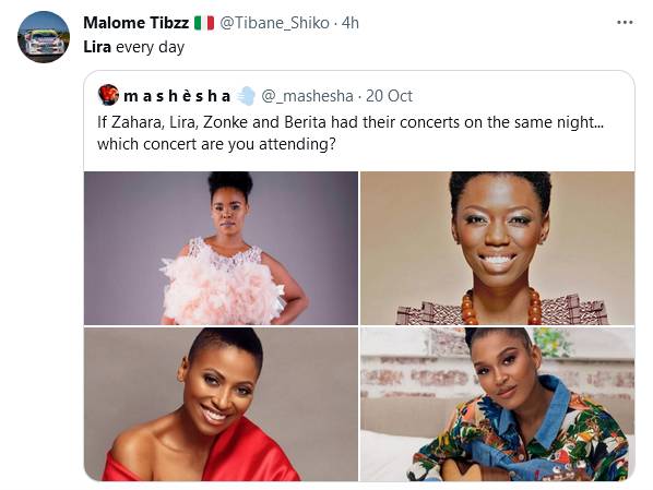 Zahara, Lira, Zonke &Amp; Berita: South Africans Speak On Whose Concert They Will Attend Given One Choice 10