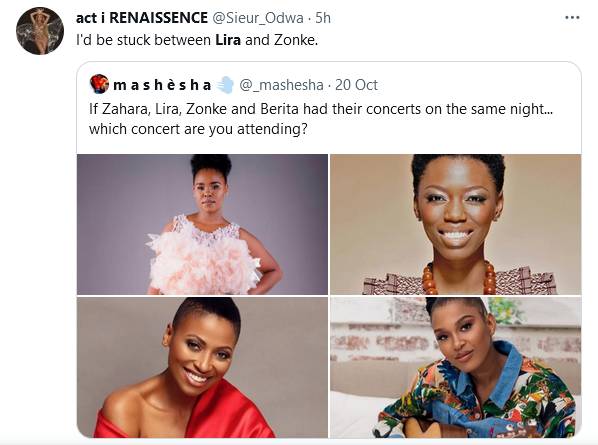 Zahara, Lira, Zonke &Amp; Berita: South Africans Speak On Whose Concert They Will Attend Given One Choice 9