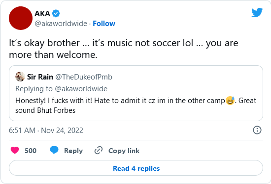 Aka Reacts To A Cassper Nyovest Fan Who Praised His &Quot;Paradise&Quot; Song 2