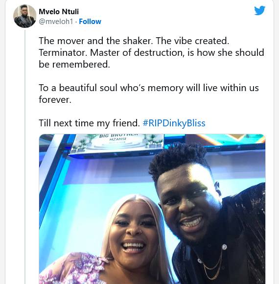 Rain Of Tributes For Big Brother Mzansi'S Dinky Bliss, Dead At 29 5