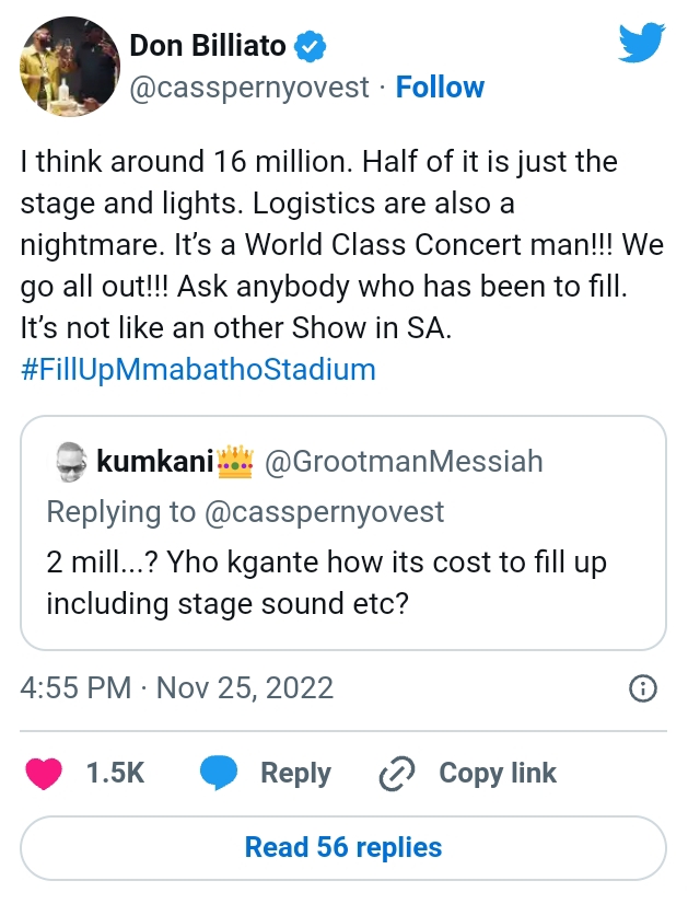 Cassper Reveals How Much It Costs To Organize A Fill-Up Concert 2