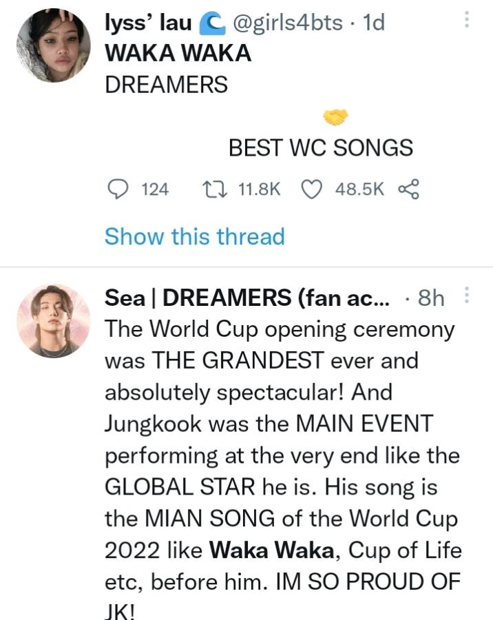 World Cup 2022: Fans Compare Jungkook'S &Quot;Dreamers&Quot; &Amp; Shakira'S &Quot;Waka Waka&Quot; 4