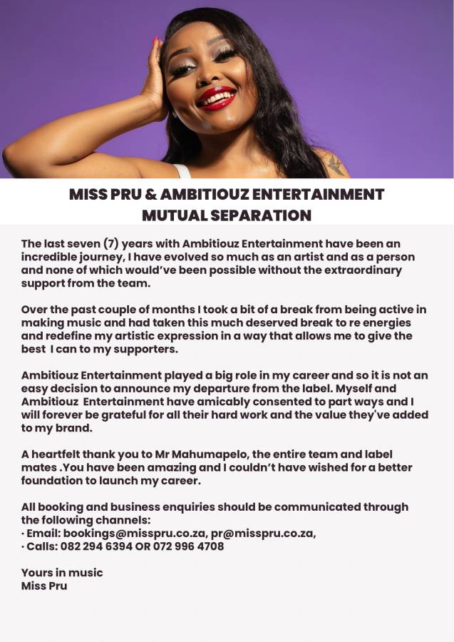Miss Pru Dj Exits Ambitiouz Entertainment 3
