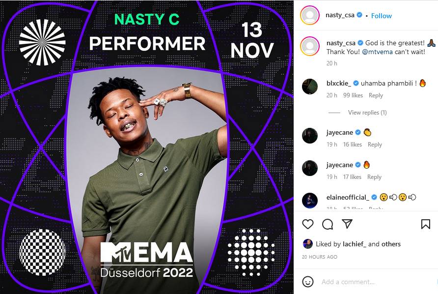 Nasty C Excited To Performer At The Mtv Ema 2022 2