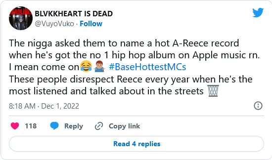 mtv bases hottest mcs 2022 list a reece fans furious with his ranking at sixth place 2022 12 02 11 07 21 ubetoo