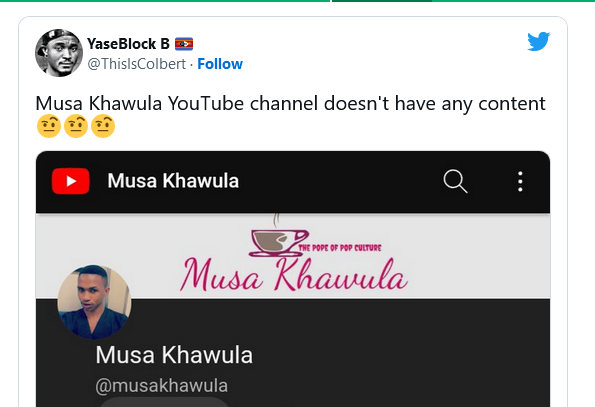 Fans Ponder As Musa Khawula’s Youtube Channel Is Suspected Suspended 2