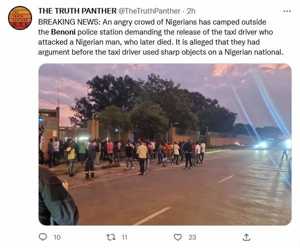 Angry Nigerians Converge At Police Station As South African Taxi Driver Kills Nigerian In Benoni 2