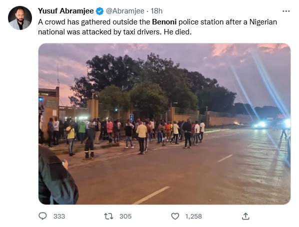 Angry Nigerians Converge At Police Station As South African Taxi Driver Kills Nigerian In Benoni 3