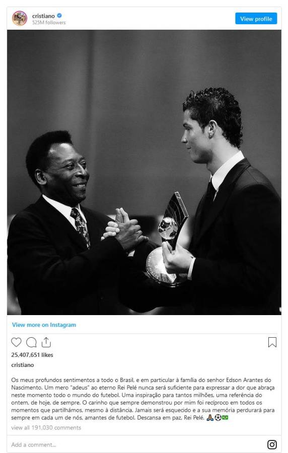 Ronaldo, Messi, Mbappe, Gianni Infantino, Others Pay Tribute To Pele, Dead At 82 - Plus Burial Details 2