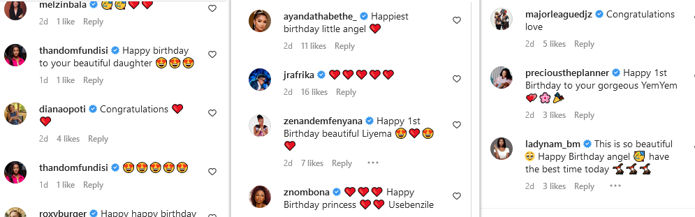 Major League Djz, Ayanda Thabethe, Others React To Tshepi Vundla’s Tribute To Daughter At 1 4
