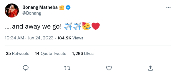 “And Away We Go” – Bonang Flies To America While Cousin Pinky Girl Fights Her Fans On Twitter 2