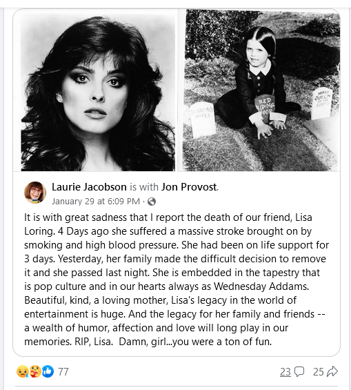 Lisa Loring, Wednesday Addams Of “The Addams Family” Fame, Dead Aat 64 2