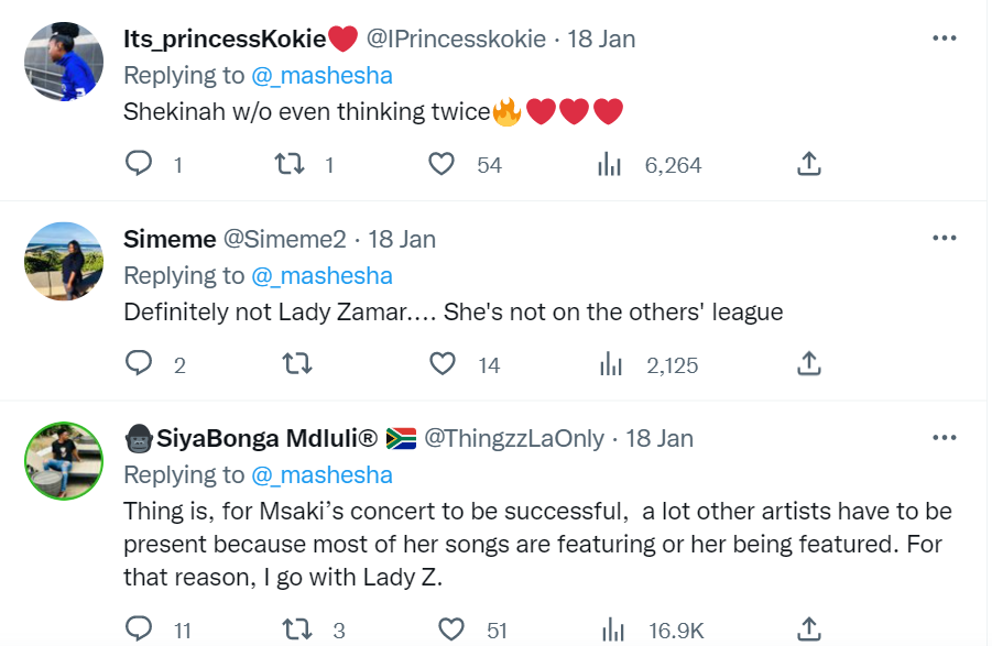Msaki, Lady Zamar, Simmy Or Shekinah.... Internet Debate Their Preferred Artists 4
