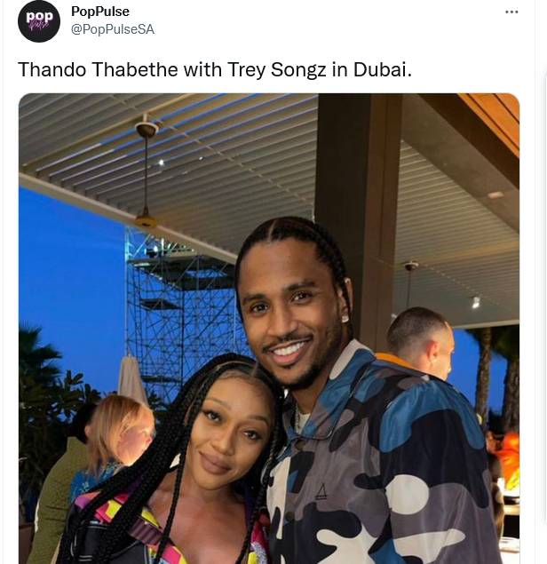 Mzansi Worried As Picture Of Thando Thabethe With American Rapper Trey Songz In Dubai Emerge 2